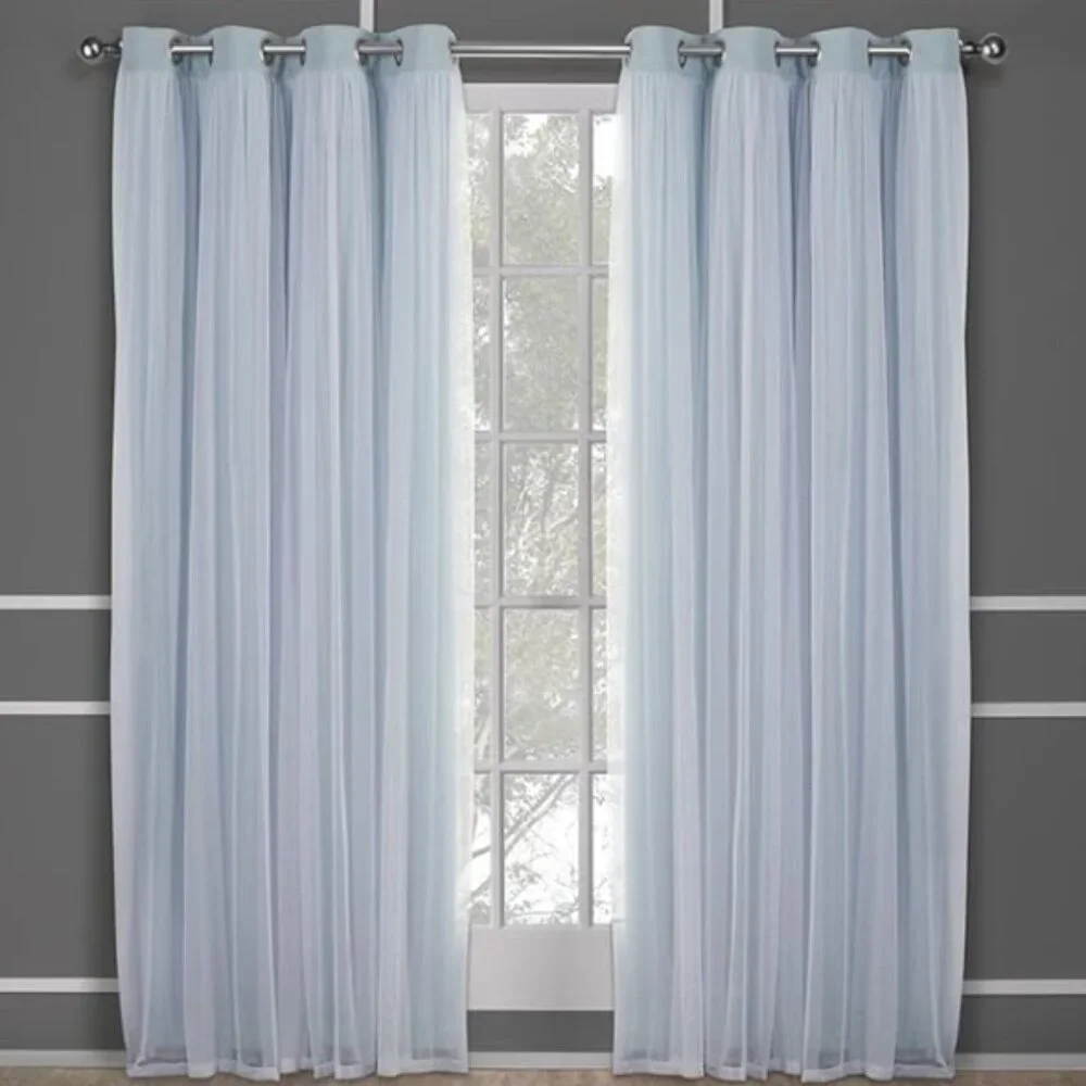 LUXE Talia Double Layer Indoor Curtains – Sheer & Blackout, 2 Panels, 52
